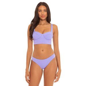 BECCA by Rebecca Virtue Fine Line Kennedy Rib Bra Top Violet MD